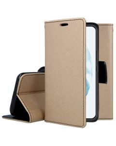 Tel1 Fancy Diary Case Θήκη Πορτοφόλι με δυνατότητα Stand Gold / Black (Samsung Galaxy S22 5G)
