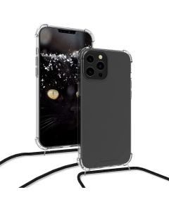 KWmobile Crossbody Silicone Case with Black Neck Cord Lanyard Strap (55976.01) Διάφανη (iPhone 13 Pro Max)