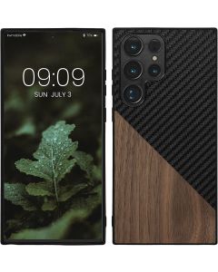 KWmobile Hard Plastic Carbon / Wood Case (60506.01) Black / Brown (Samsung Galaxy S23 Ultra)