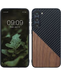 KWmobile Hard Plastic Carbon / Wood Case (60505.01) Black / Brown (Samsung Galaxy S23 Plus)