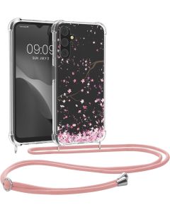 KWmobile Crossbody Silicone Case with Neck Cord Lanyard Strap (61332.02) Cherry Blossoms (Samsung Galaxy A14 4G / 5G)