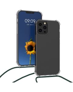 KWmobile Crossbody Silicone Case with Dark Green Neck Cord Lanyard Strap (55963.80) Διάφανη (iPhone 13 Pro)