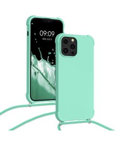 KWmobile Crossbody Silicone Case with Neck Cord Lanyard Strap (55977.71) Mint (iPhone 13 Pro Max)