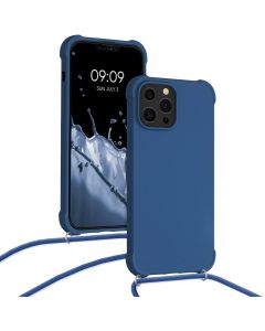 KWmobile Crossbody Silicone Case with Neck Cord Lanyard Strap (55977.17) Dark Blue (iPhone 13 Pro Max)