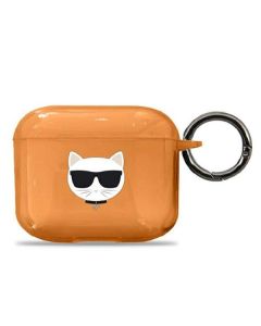 Karl Lagerfeld Choupette KLA3UCHFO Silicone Airpods Case Θήκη Σιλικόνης για Airpods 3 - Orange