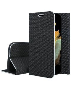 Forcell Luna Carbon Wallet Case Θήκη Πορτοφόλι με Δυνατότητα Stand - Black (Samsung Galaxy S23 Plus)