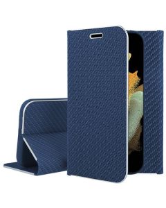 Forcell Luna Carbon Wallet Case Θήκη Πορτοφόλι με Δυνατότητα Stand - Blue (Samsung Galaxy S23 Plus)