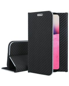 Forcell Luna Carbon Wallet Case Θήκη Πορτοφόλι με Δυνατότητα Stand - Black (Samsung Galaxy A33 5G)
