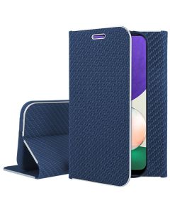 Forcell Luna Carbon Wallet Case Θήκη Πορτοφόλι με Δυνατότητα Stand - Blue (Samsung Galaxy A22 5G)