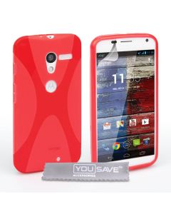 YouSave Silicone Θήκη Σιλικόνης (MO-ROLA-Z160) Κόκκινη + Screen Protector (Motorola Moto X)