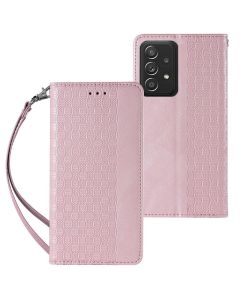 Magnet Strap Wallet Case with Mini Lanyard Θήκη Πορτοφόλι Pink (Samsung Galaxy A53 5G)