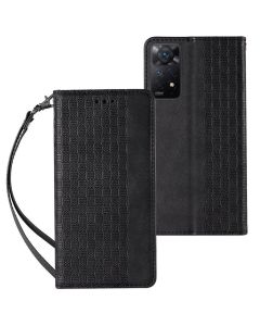 Magnet Strap Wallet Case with Mini Lanyard Θήκη Πορτοφόλι Black (Xiaomi Redmi Note 11 / 11S 4G)