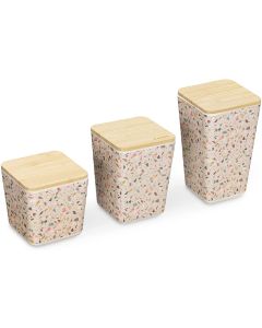 Navaris Set of 3 Storage Boxes with Lid Bamboo (54250.01) 3 Κουτιά Αποθήκευσης με Καπάκι από Μπαμπού - Terrazzo Design