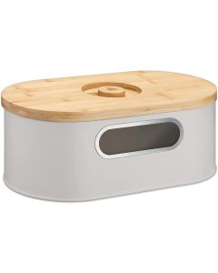 Navaris Metal Bread Box with Bamboo Lid (50595.03) Ψωμιέρα με Καπάκι Μπαμπού - Taupe