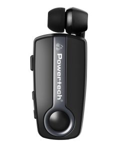 POWERTECH Klipp 2 PT-998 Retractable Wireless Bluetooth Headset με δυνατότητα Σύνδεσης με έως 2 Συσκευές - Gray