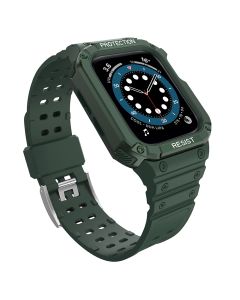 Protect TPU Strap Band with Case Green- Ανθεκτικο Λουράκι Θήκη για Apple Watch 38/40/41mm (1/2/3/4/5/6/7/SE)