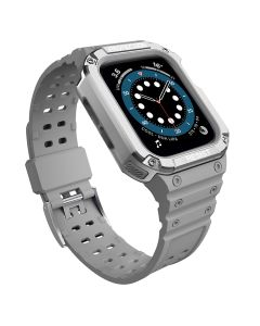 Protect TPU Strap Band with Case Grey - Ανθεκτικο Λουράκι Θήκη για Apple Watch 38/40/41mm (1/2/3/4/5/6/7/8/9/SE)