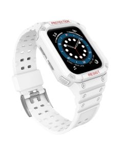 Protect TPU Strap Band with Case White / White - Ανθεκτικο Λουράκι Θήκη για Apple Watch 38/40/41mm (1/2/3/4/5/6/7/8/9/SE)