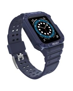 Protect TPU Strap Band with Case Blue - Ανθεκτικο Λουράκι Θήκη για Apple Watch 42/44/45mm (1/2/3/4/5/6/7/SE)