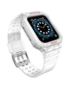 Protect TPU Strap Band with Case Transparent - Ανθεκτικο Λουράκι Θήκη για Apple Watch 42/44/45/49mm (1/2/3/4/5/6/7/8/9/SE/ULTRA)