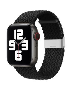 Strap Fabric Band Υφασμάτινο Πλεκτό Λουράκι Black για Apple Watch 38/40/41mm (1/2/3/4/5/6/7/SE)