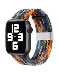 Strap Fabric Band Υφασμάτινο Πλεκτό Λουράκι Multicolor Orange / Black για Apple Watch 38/40/41mm (1/2/3/4/5/6/7/8/9/SE)