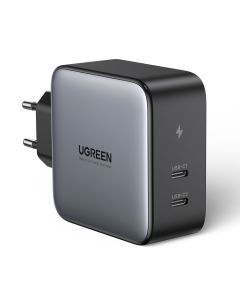 UGREEN Fast Wall Charger 2x Type-C QC3.0 PD 100W (50327) Αντάπτορας Φόρτισης - Gray