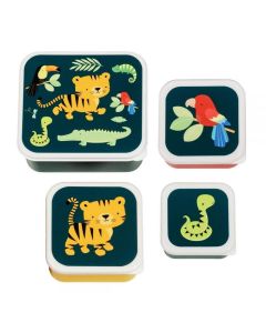 A Little Lovely Company Lunch Box 4x Set Δοχεία Φαγητού - Jungle Tiger