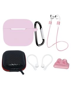AirPods 3 Silicone Case Set + Case/Ear Hook/Neck Strap/Watch Strap Holder/Carabiner Clasp - Pink