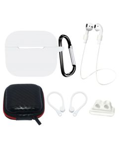 AirPods 3 Silicone Case Set + Case/Ear Hook/Neck Strap/Watch Strap Holder/Carabiner Clasp - White