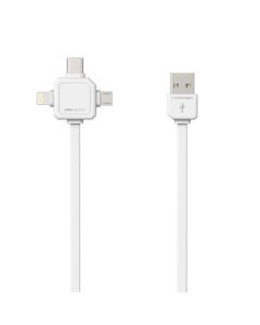 Allocacoc USBcable 3in1 Καλώδιο Φόρτισης Micro USB / Lightning / Type-C 1.5m - White