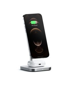 SATECHI Aluminum 2-in-1 Magnetic Wireless Charging Stand - Space Grey