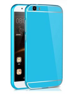 Aluminum Bumper & Back Mirror Cover - Blue (Huawei Ascend G7)