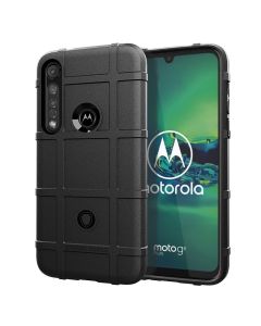 Anti Shock Rugged Armor Square Grid Tough Case Black (Motorola Moto G8 Plus)
