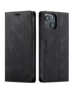 AutSpace PU Leather RFID Wallet Case Θήκη Πορτοφόλι με Stand - Black (iPhone 13)