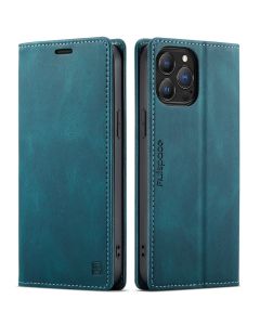 AutSpace PU Leather RFID Wallet Case Θήκη Πορτοφόλι με Stand - Blue (iPhone 13 Pro)
