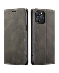 AutSpace PU Leather RFID Wallet Case Θήκη Πορτοφόλι με Stand - Brown (iPhone 13 Pro)