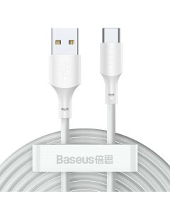 Baseus Simple Wisdom Data Cable Kit 5A 40W (TZCATZJ-02) Καλώδιο Φόρτισης USB to Type-C 1.5m (2Pcs) White