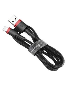 Baseus Cafule Braided Καλώδιο Φόρτισης (CALKLF-A19) 2.4A Lightning 0.5m Black / Red