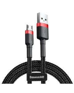 Baseus Cafule Braided Καλώδιο Φόρτισης (CAMKLF-B91) 2A Micro USB 1m Black / Red