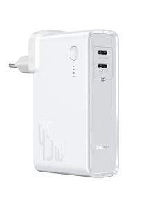 Baseus GaN Power Bank + Wall Charger (PPNLD-F02) 10000mAh 45W 2x Type-C QC 3.0 + 1m Type-C Cable - White