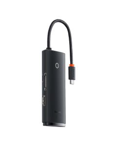 Baseus Lite Series Hub USB Type-C Adapter 2 x USB 3.0 / USB Type-C / HDMI 1,4 / SD (WKQX050001) Black