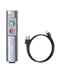 Baseus Orange Dot Wireless Presenter (WKCD000013) Laser Pointer Remote Control - Gray