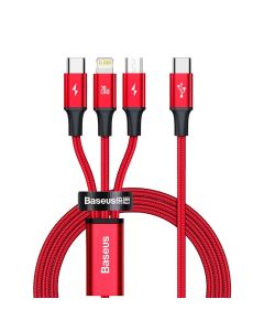 Baseus Rapid 3in1 USB Type-C to Lightning / Type-C / micro USB (CAMLT-SC09) 3A 20W Καλώδιο Φόρτισης 1.5m Red