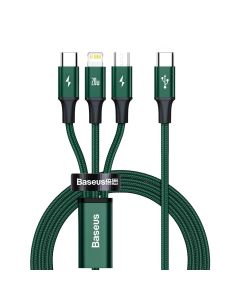 Baseus Rapid 3in1 USB Type-C to Lightning / Type-C / micro USB (CAMLT-SC06) 3A 20W Καλώδιο Φόρτισης 1.5m Green