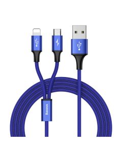 Baseus Rapid 2in1 USB to Lightning / micro USB (CAML-SU13) 3A Καλώδιο Φόρτισης 1.2m Blue