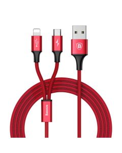 Baseus Rapid 2in1 USB to Lightning / micro USB (CAML-SU09) 3A Καλώδιο Φόρτισης 1.2m Red