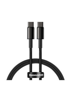 Baseus Tungsten Gold Fast Charging Data Cable 100W (CATWJ-01) Καλώδιο Φόρτισης 5A Type-C PD to Type-C 1m Black