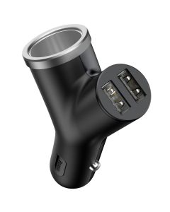 Baseus Y Type with 2x USB and Extended Cigarette Lighter Port 3.4A (CCALL-YX01) Φορτιστής Αυτοκινήτου Black