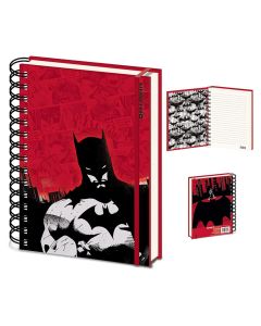 Batman (Red) A5 Wiro Notebook Σημειωματάριο Ριγέ με Λάστιχο